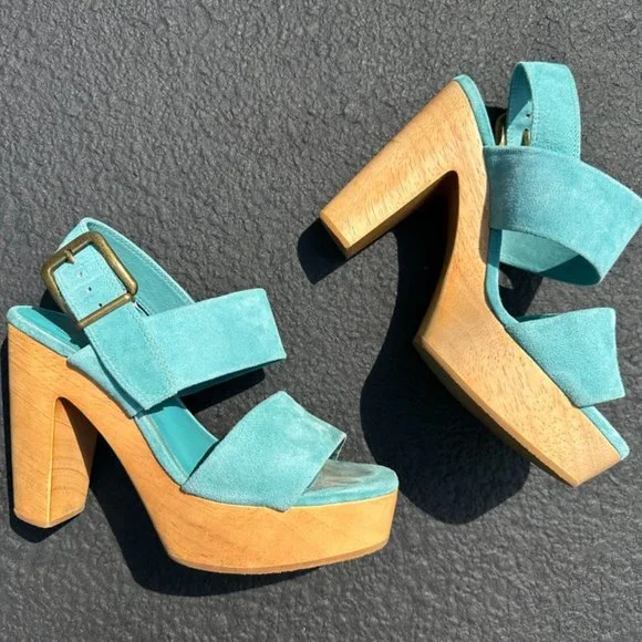 Charlotte Stone platform heels in Aqua - Picture 1 of 5